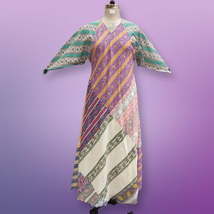 S/M Sakina Multi Printed Cotton Dress 57" Long Jalabiya