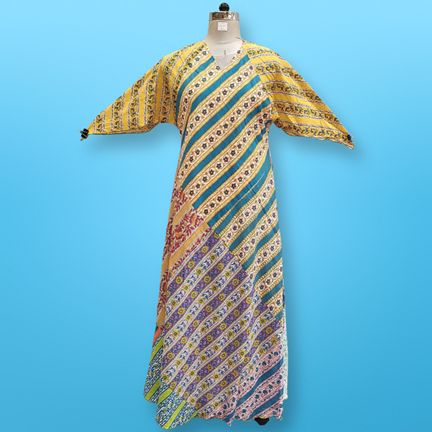 S/M Sakina Multi Printed Cotton Dress 57" Long Jalabiya