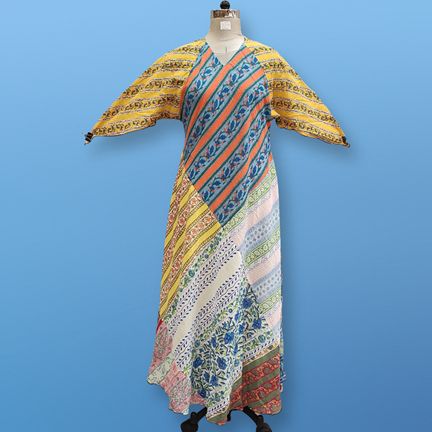 S/M Sakina Multi Printed Cotton Dress 57" Long Jalabiya