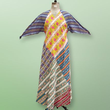 S/M Sakina Multi Printed Cotton Dress 57" Long Jalabiya