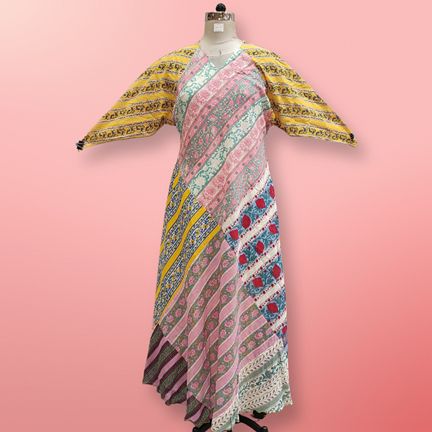 S/M Sakina Multi Printed Cotton Dress 57" Long Jalabiya