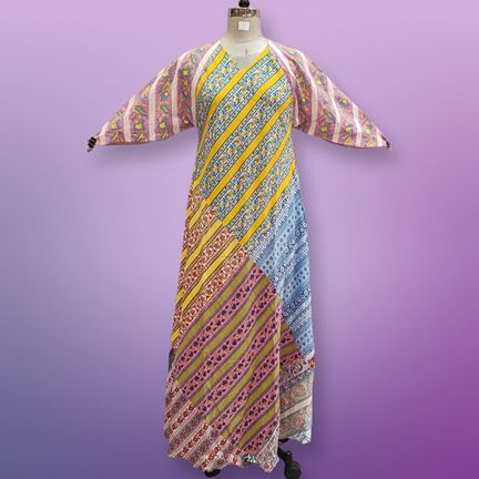 S/M Sakina Multi Printed Cotton Dress 56" Long Jalabiya