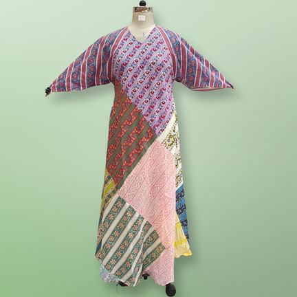 S/M Sakina Multi Printed Cotton Dress 56" Long Jalabiya