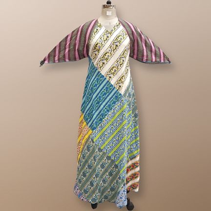 S/M Sakina Multi Printed Cotton Dress 56" Long Jalabiya