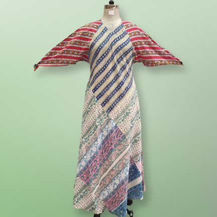 S/M Sakina Multi Printed Cotton Dress 56" Long Jalabiya