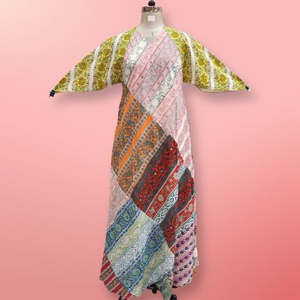 S/M Sakina Multi Printed Cotton Dress 56" Long Jalabiya