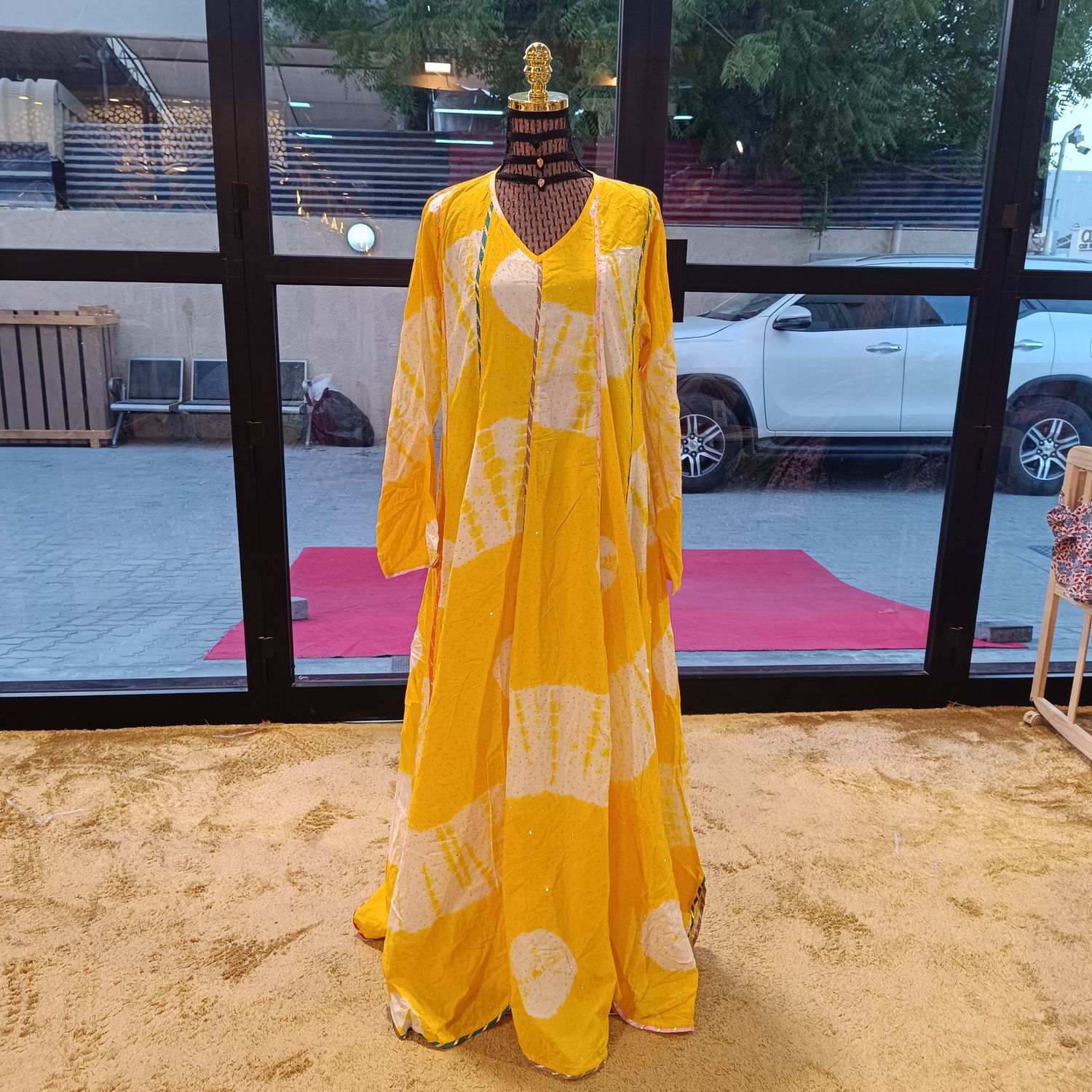 S/M Meher Crystal Multi Printed Cotton Dress 56" Long Jalabiya