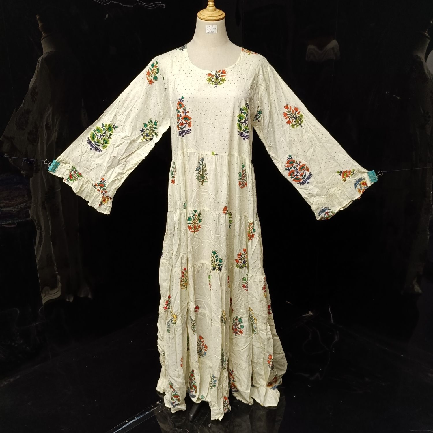 S/M Cindrella crystal  Cotton Dress 57" Long Jalabiya
