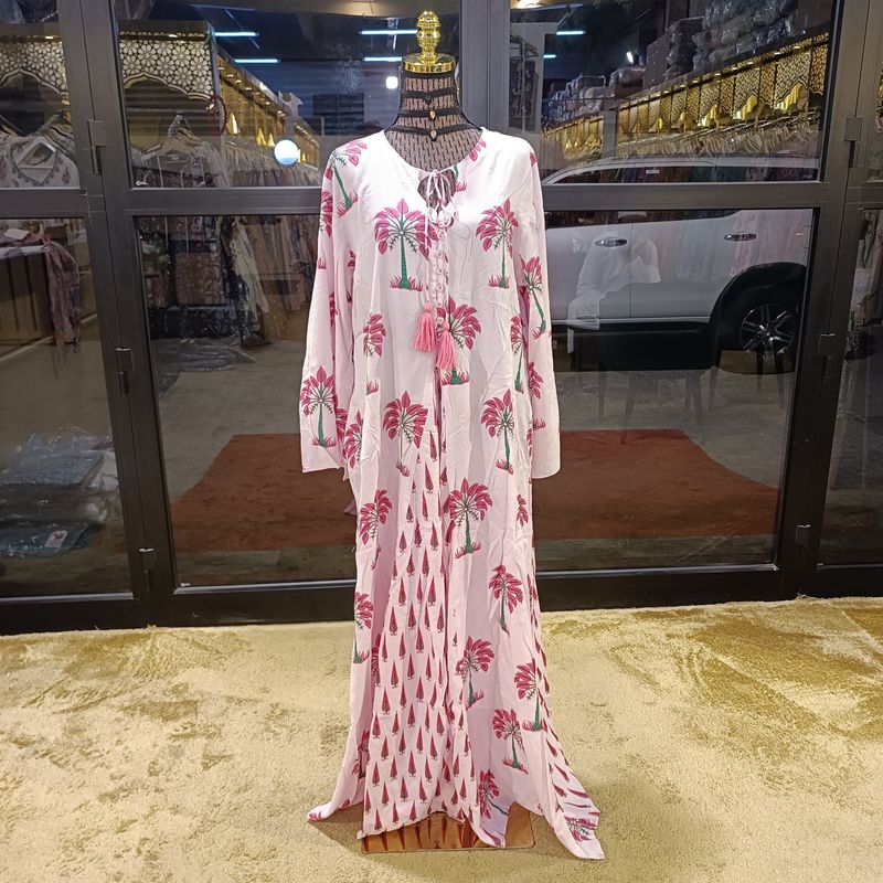 S/M Nobila Printed Cotton Dress 57" Long Jalabiya