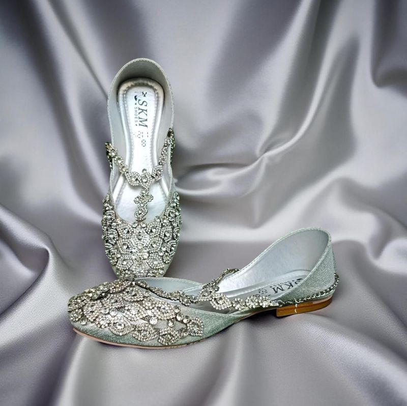 ​Lujain – Silver Handcrafted Indian Style Sandals Size - 10