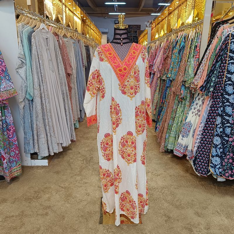 Leila 2XL/3XL Hand Printed cotton jalabiya