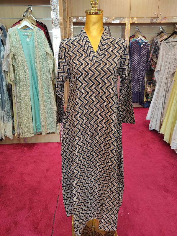 12-13 Year Teena Printed Cotton Girls Dress 49" Long Jalabiya