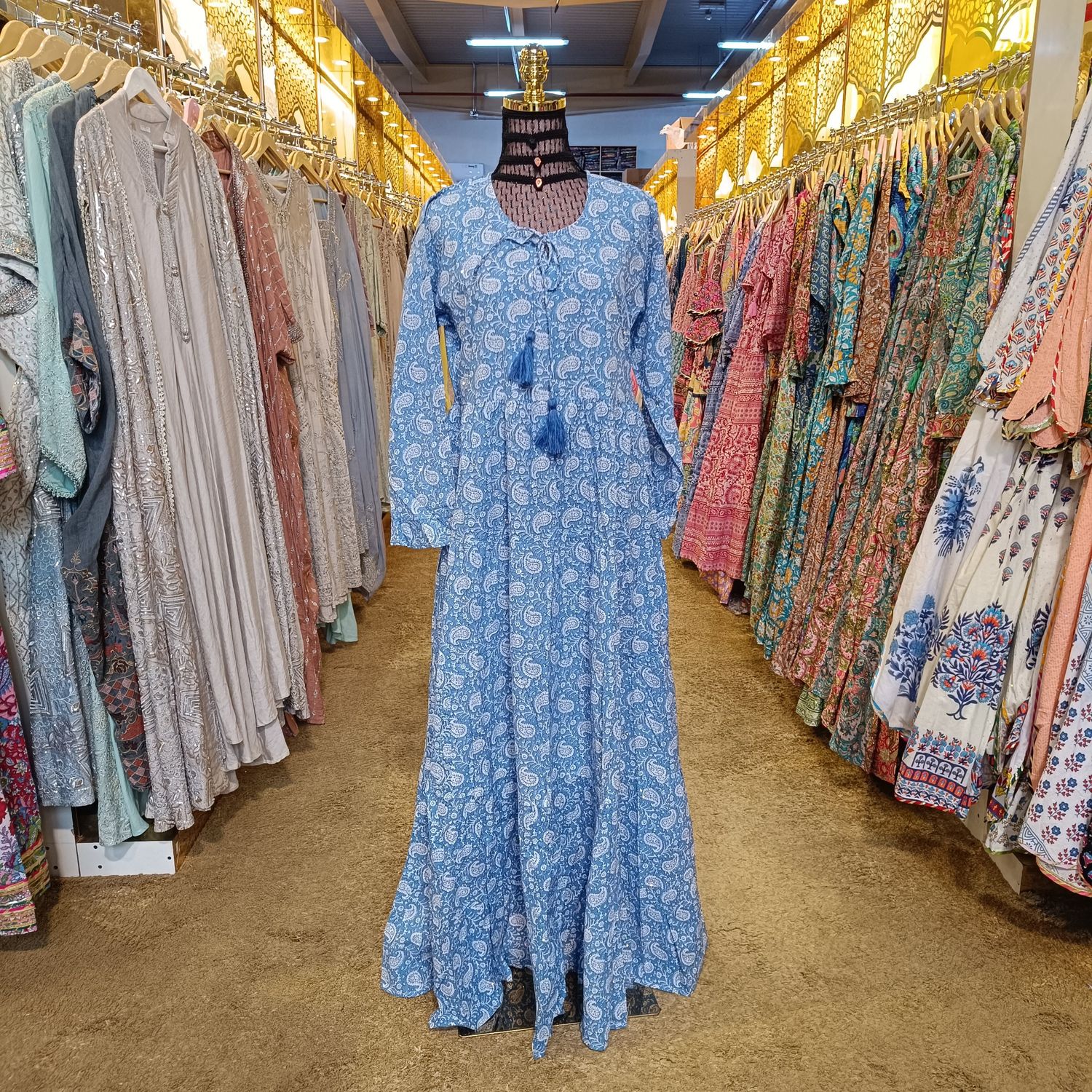 S/M Razia Crystal Cotton  Dress 57" Long Jalabiya