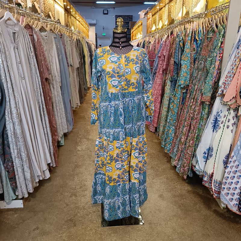 XS/S Special Crystal Printed Dress 57" Long Jalabiya