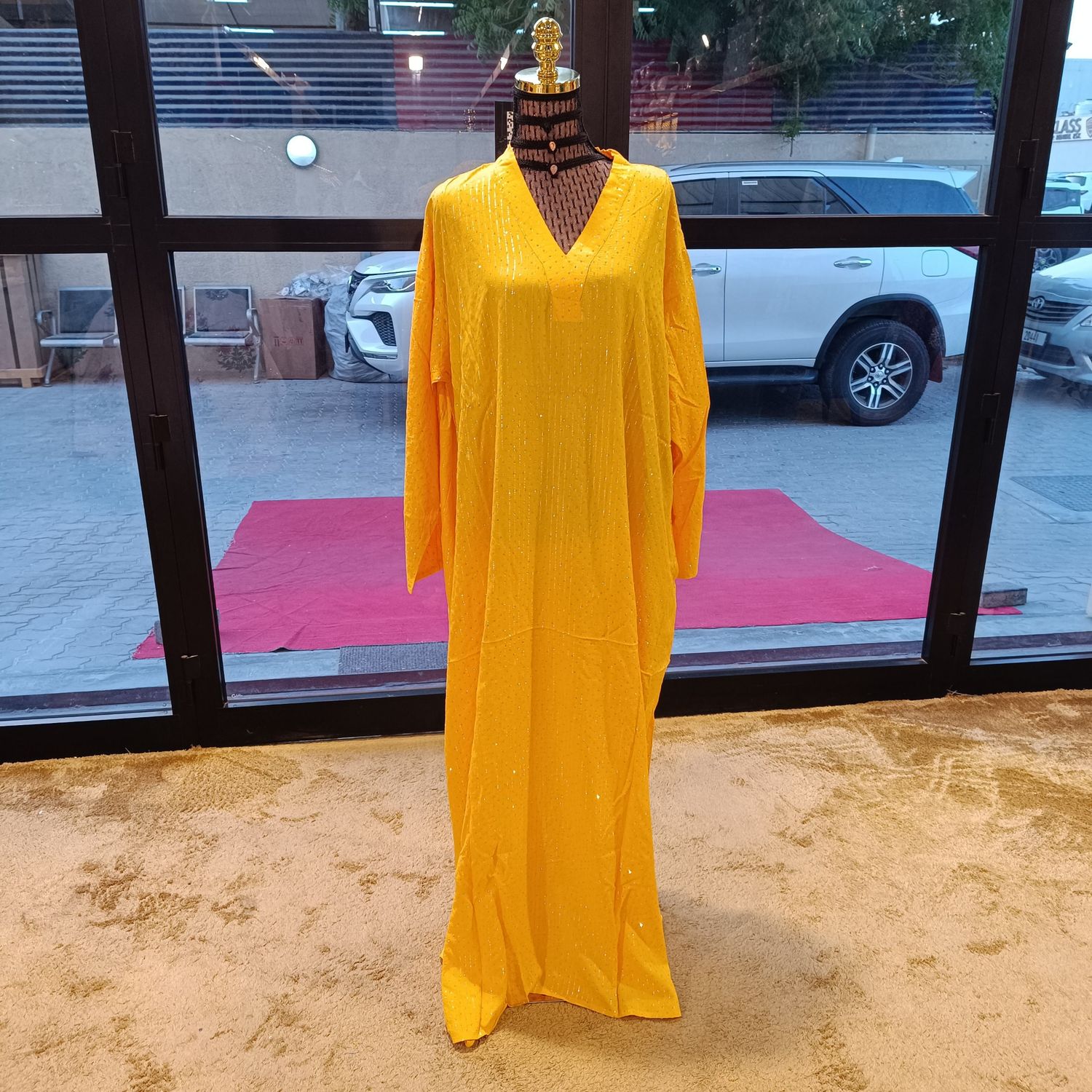 2XL/3XL Teena Crystal Cotton Dress 57" Long Jalabiya