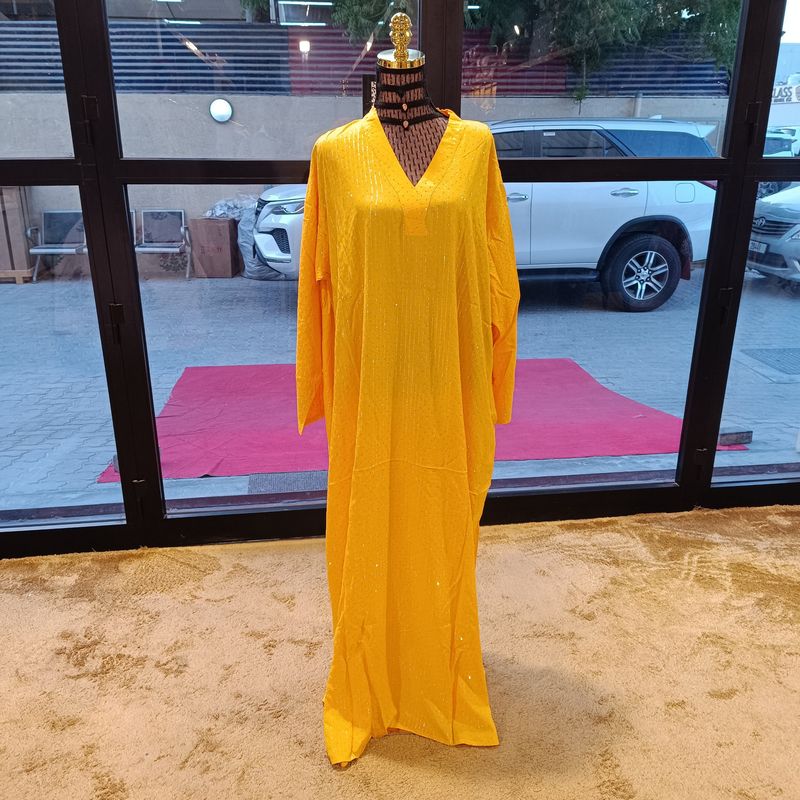 2XL/3XL Teena Crystal Cotton Dress 57" Long Jalabiya