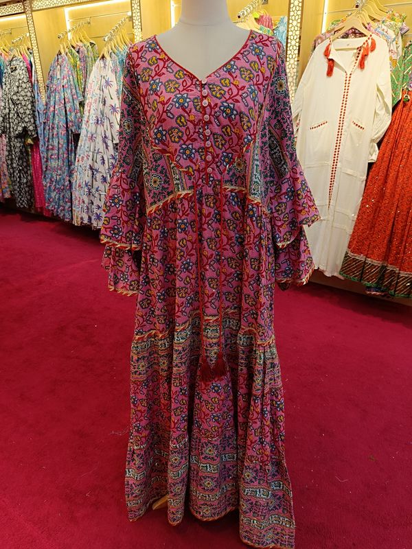 L/XL Adeeba Crystal Cotton Dress 57" Long Jalabiya