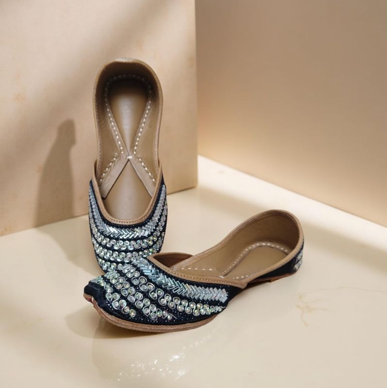 Mira Black Flats Handcrafted Indian Sandals - Size 36