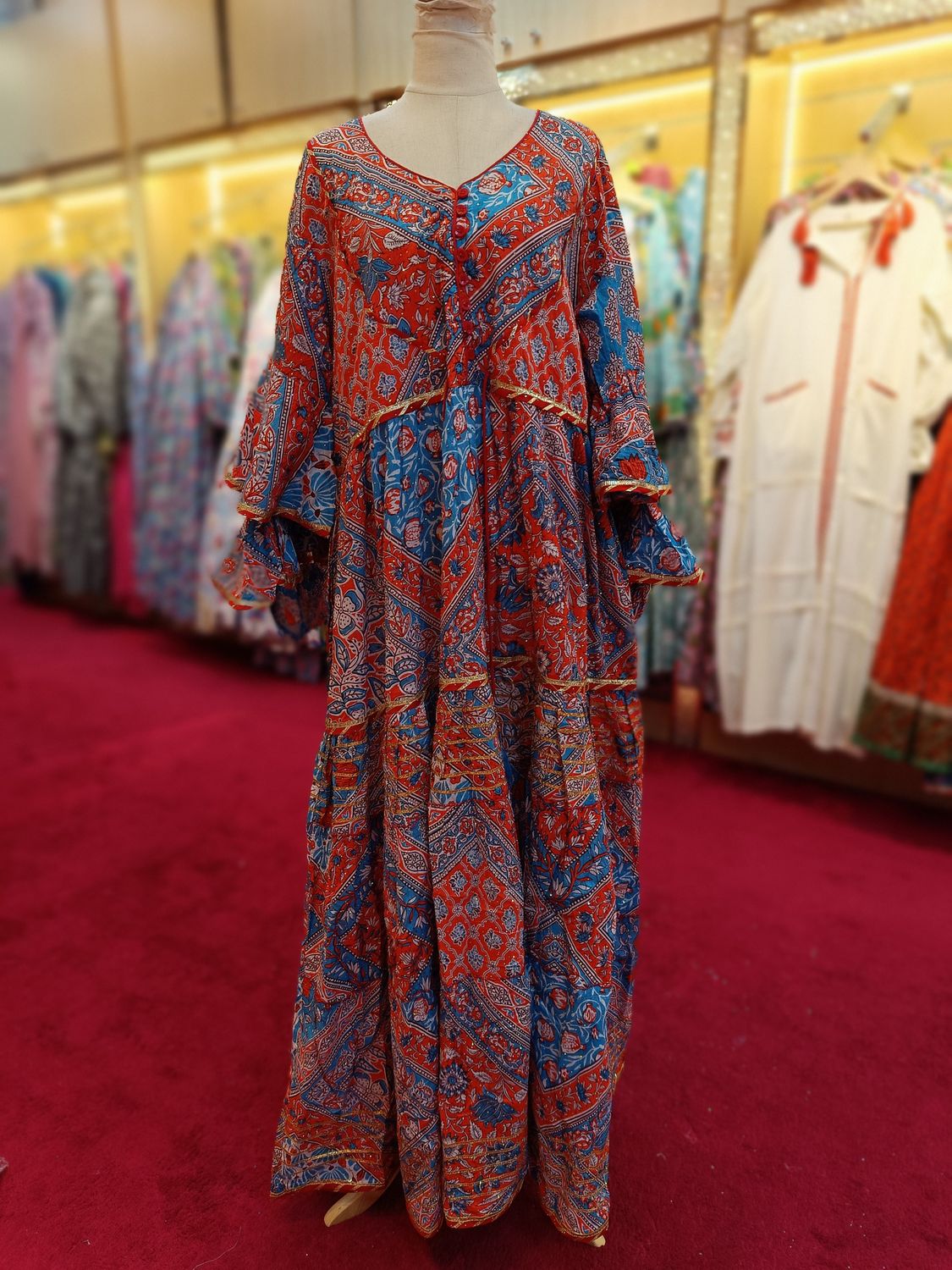 L/XL Adeeba Crystal Cotton Dress 57" Long Jalabiya