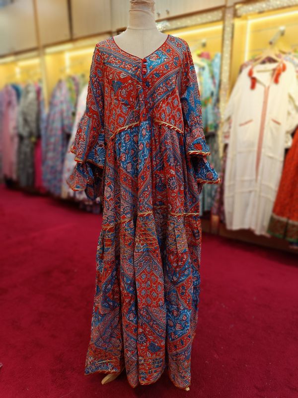 L/XL Adeeba Crystal Cotton Dress 57" Long Jalabiya