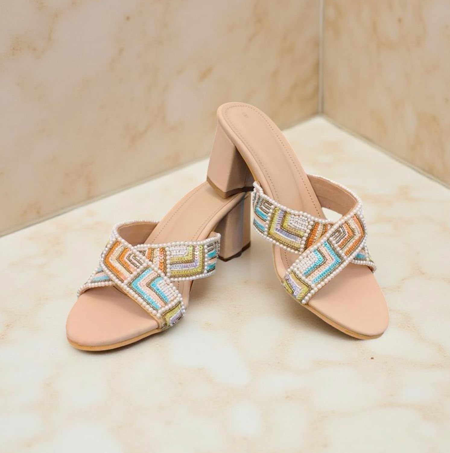 Sahara Heels Handcrafted Indian Sandals - Size 37