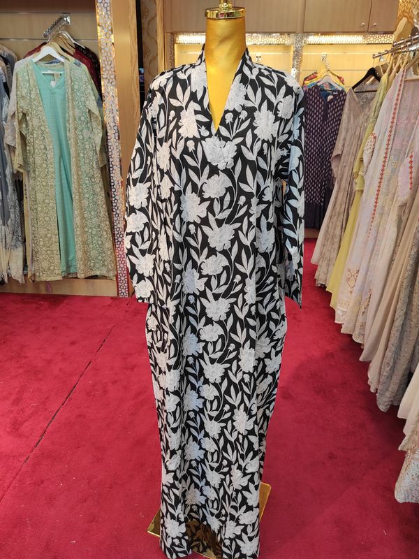 12-13Teena Printed Cotton Dress 50" Long Jalabiya