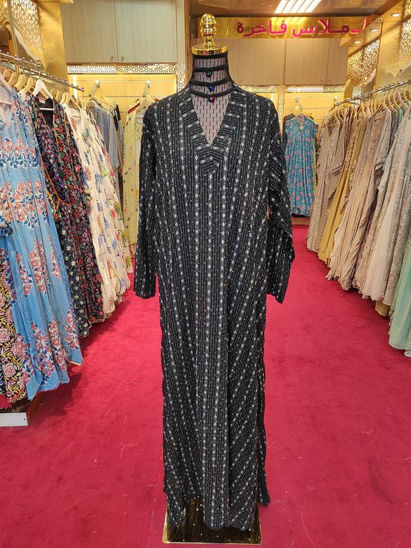 2XL/3XL Teena Crystal Cotton Dress 55" Long Jalabiya