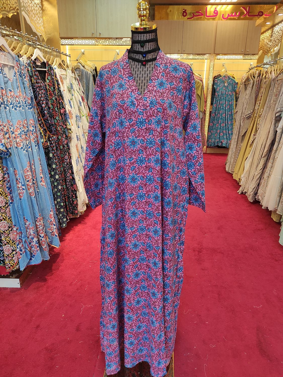 L/XL Teena Crystal Cotton Dress 56"Long  Jalabiya