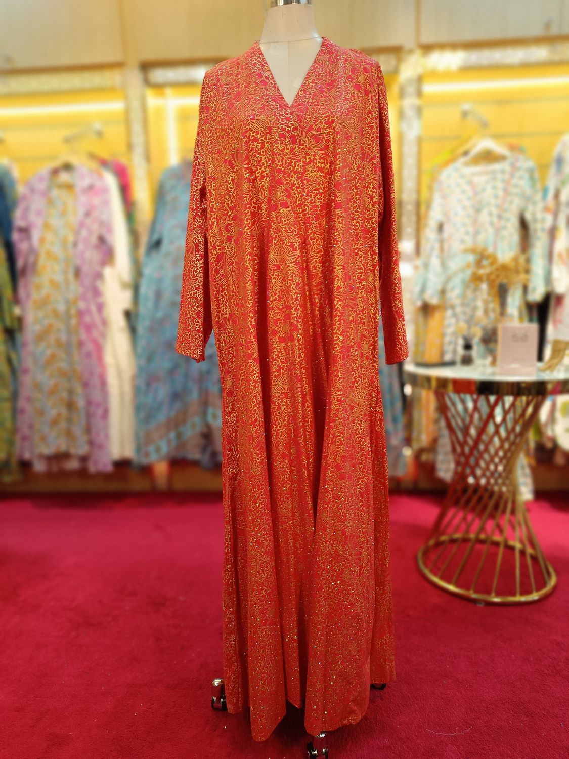 S/M Teena Crystal Cotton Dress 56" Long Jalabiya