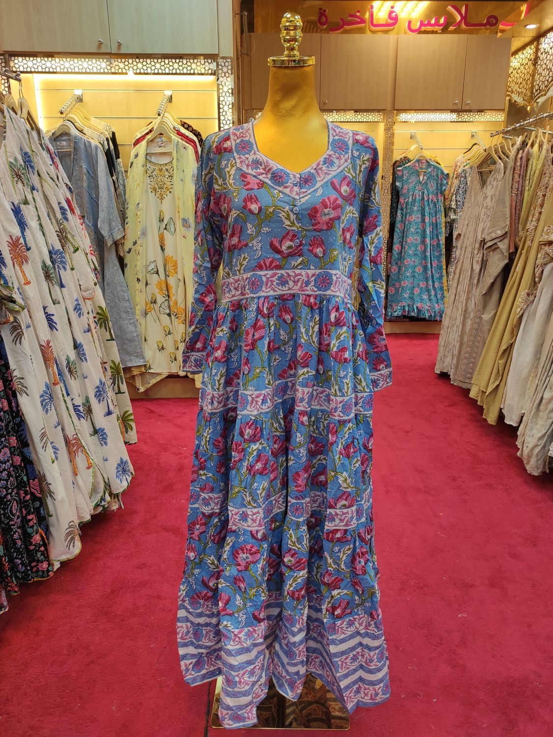 S/XS Special Printed Cotton Dress 56" Long Jalabiya