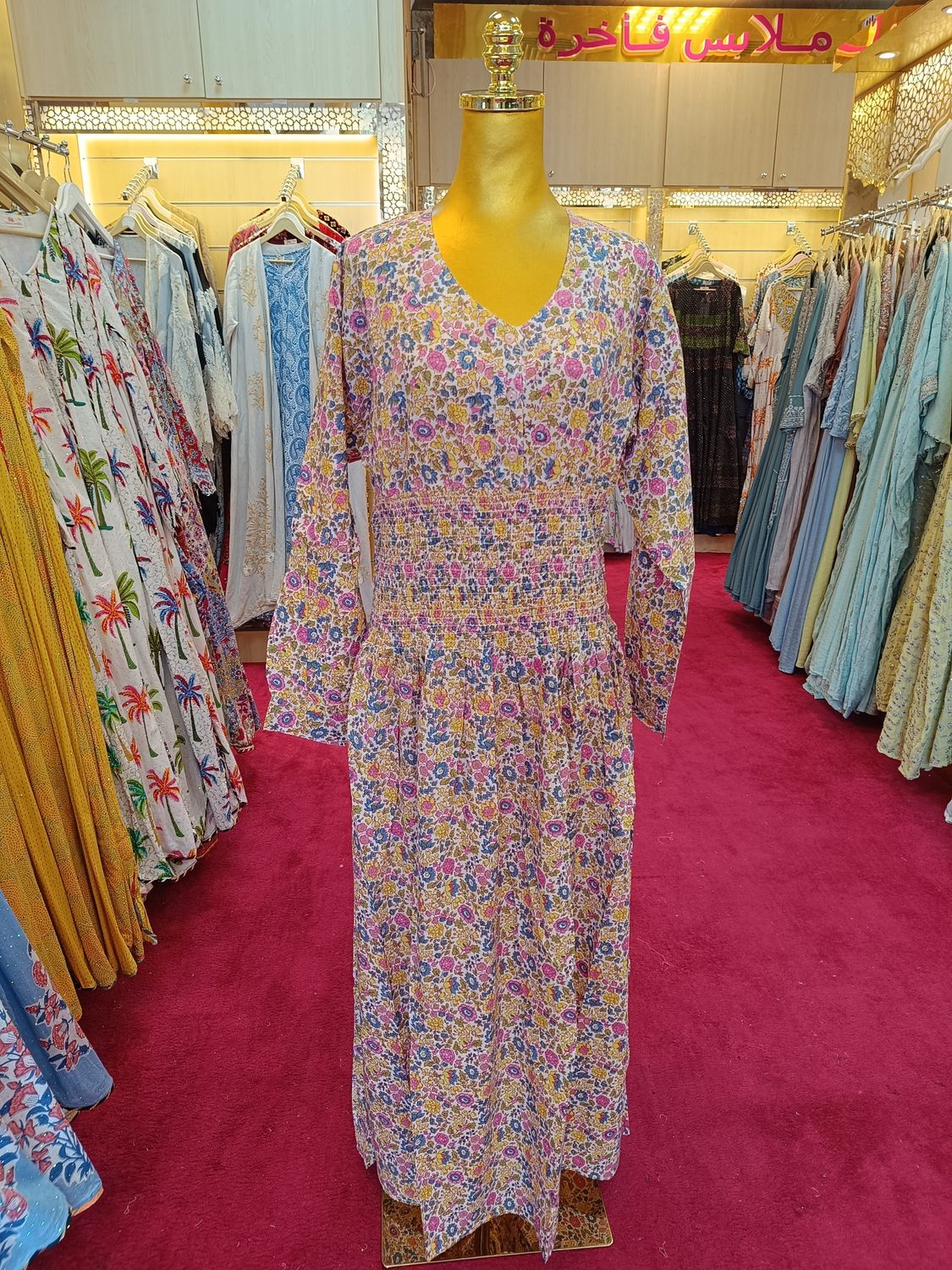 2XL/3XL  Printed Cotton Dress 57" Long Jalabiya