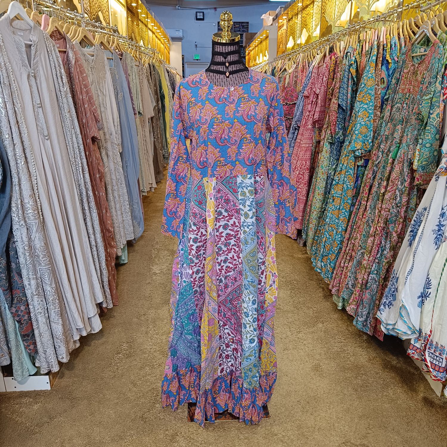 S/M Special Crystal Printed Dress 57" Long Jalabiya