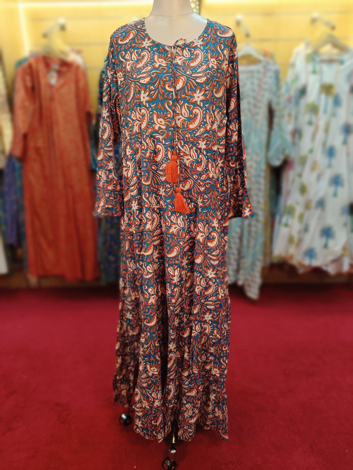 S/M Razia Crystal Cotton  Dress 56" Long Jalabiya