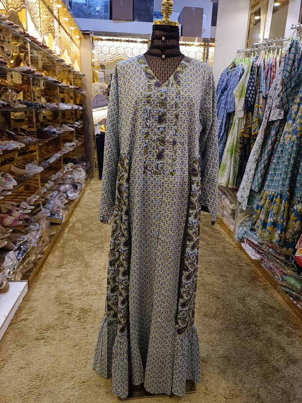 L/XL Tulip Printed Rayon Dress 57" Long Jalabiya