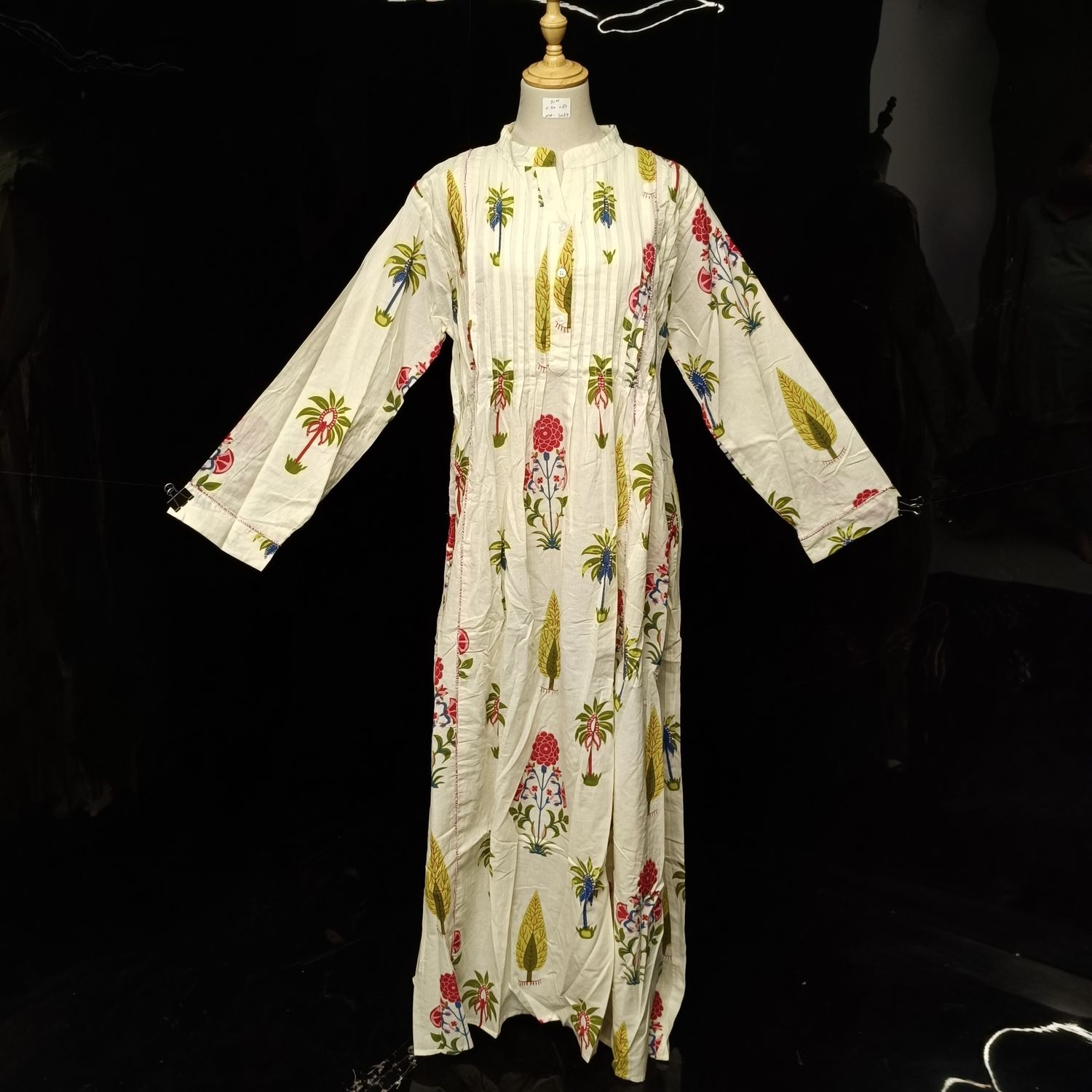 S/M Afra Printed Cotton Dress 57" Long Jalabiya