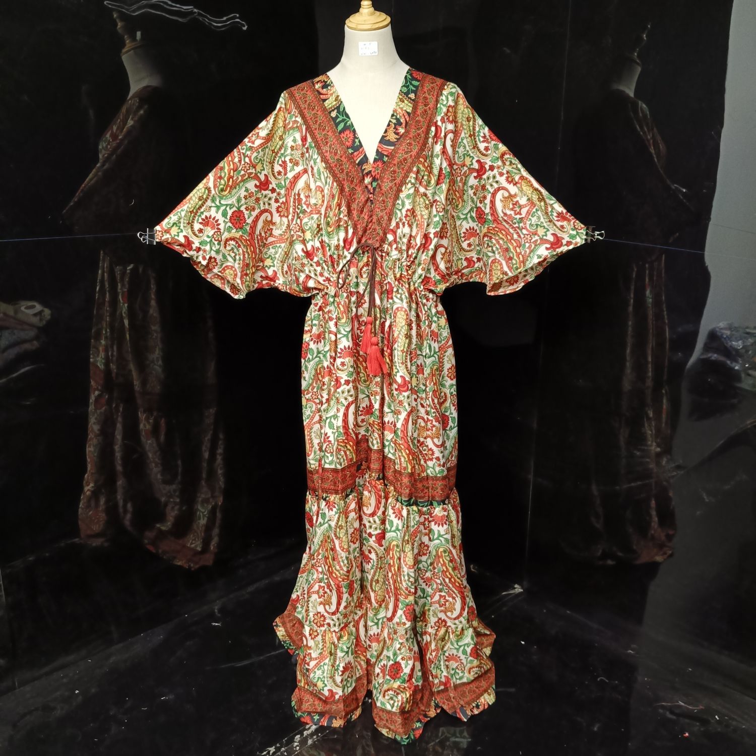 Free Size Farasha Silk Kaftan  Dress 57" Long Jalabiya