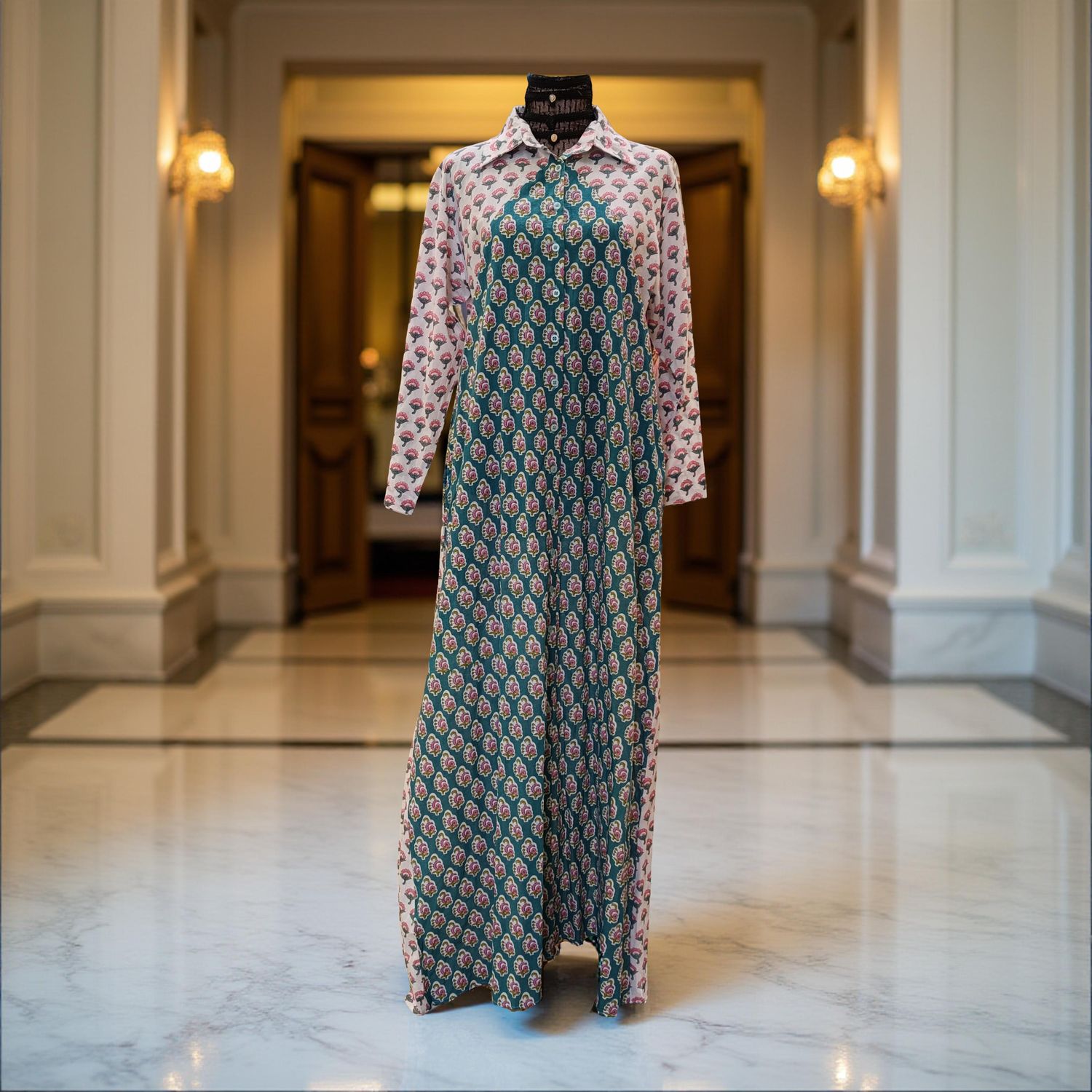 S/M Honey Printed Cotton Dress 57" Jalabiya