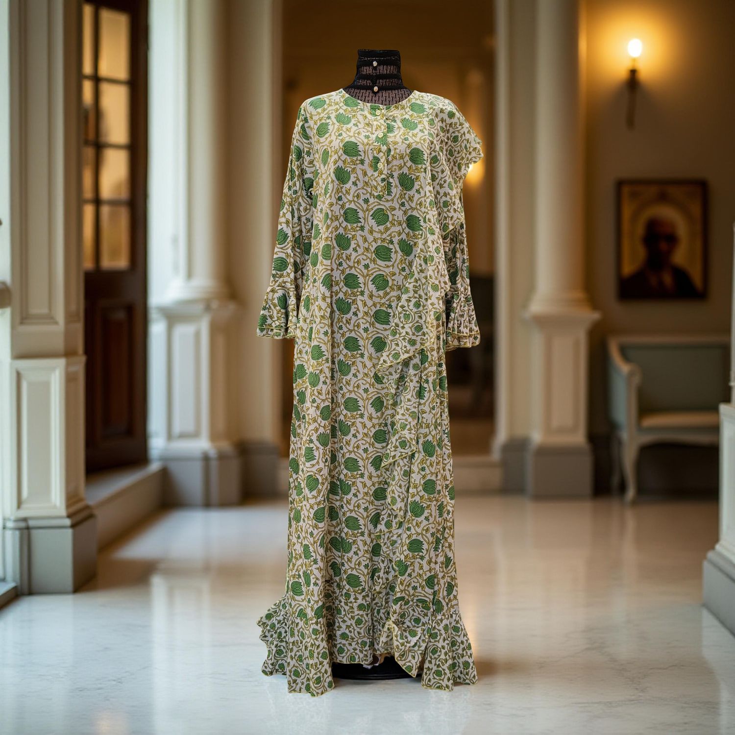 S/M Princess Printed Cotton Dress 57" Jalabiya