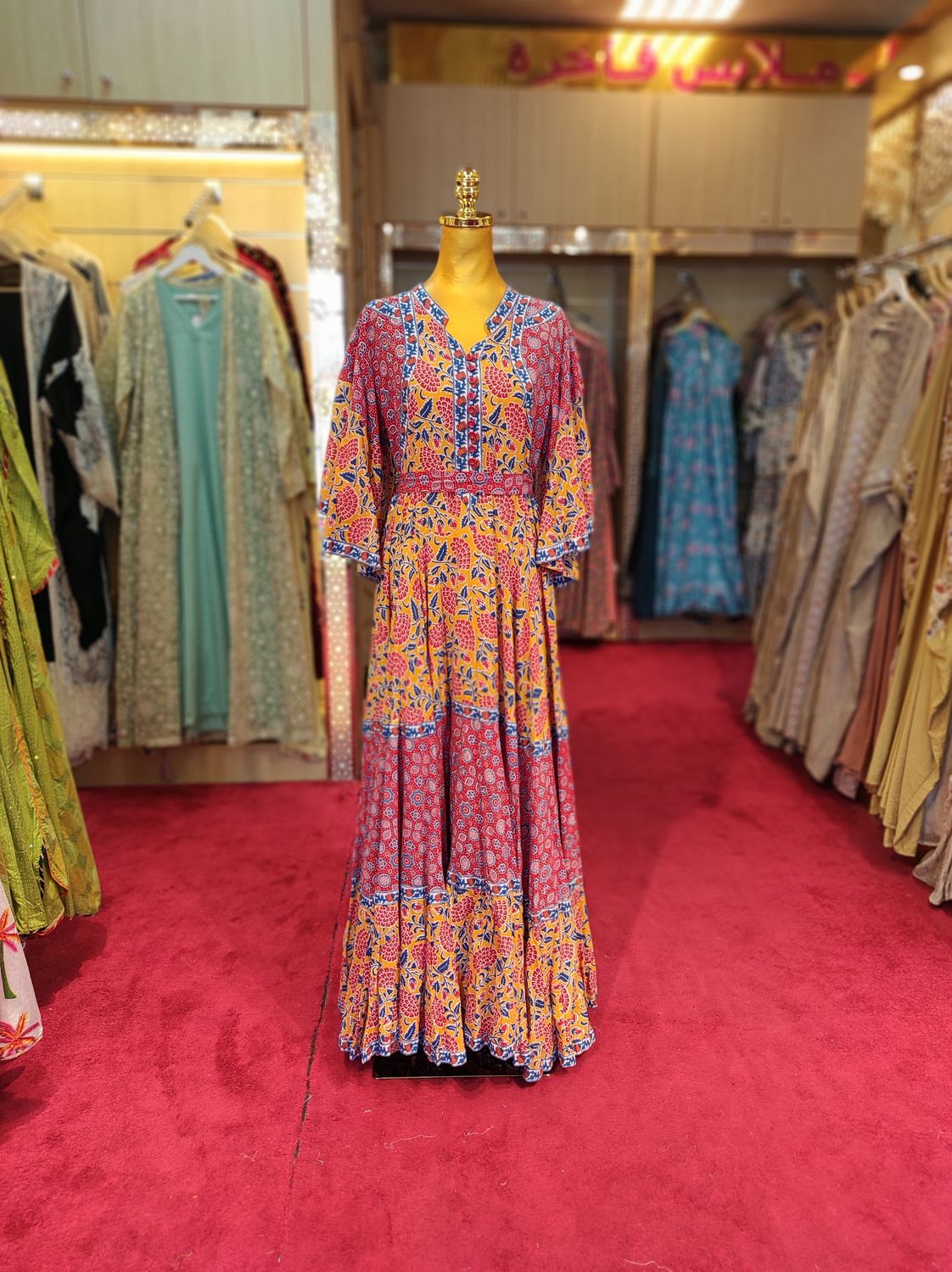 L/XL Special Printed Cotton Dress 57" Long Jalabiya