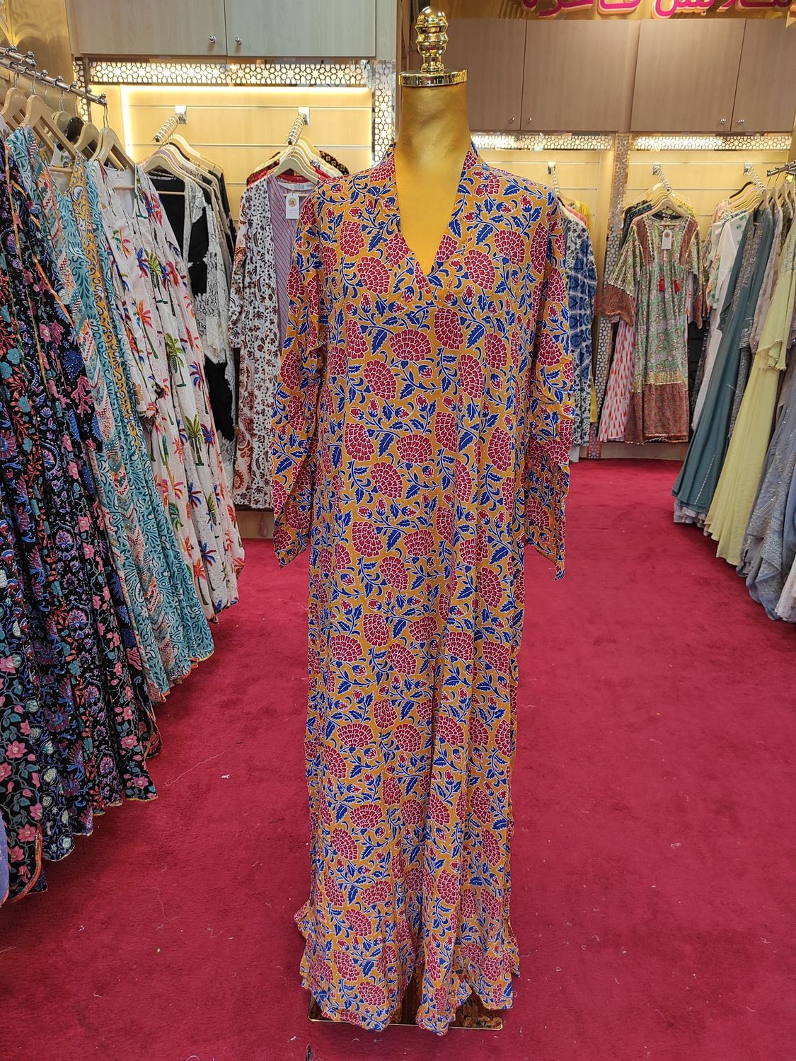 L/XL Teena Crystal  Cotton Dress 56" Long Jalabiya