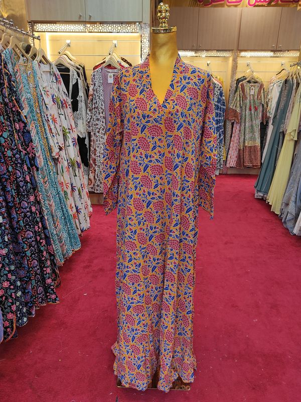 L/XL Teena Crystal  Cotton Dress 56" Long Jalabiya