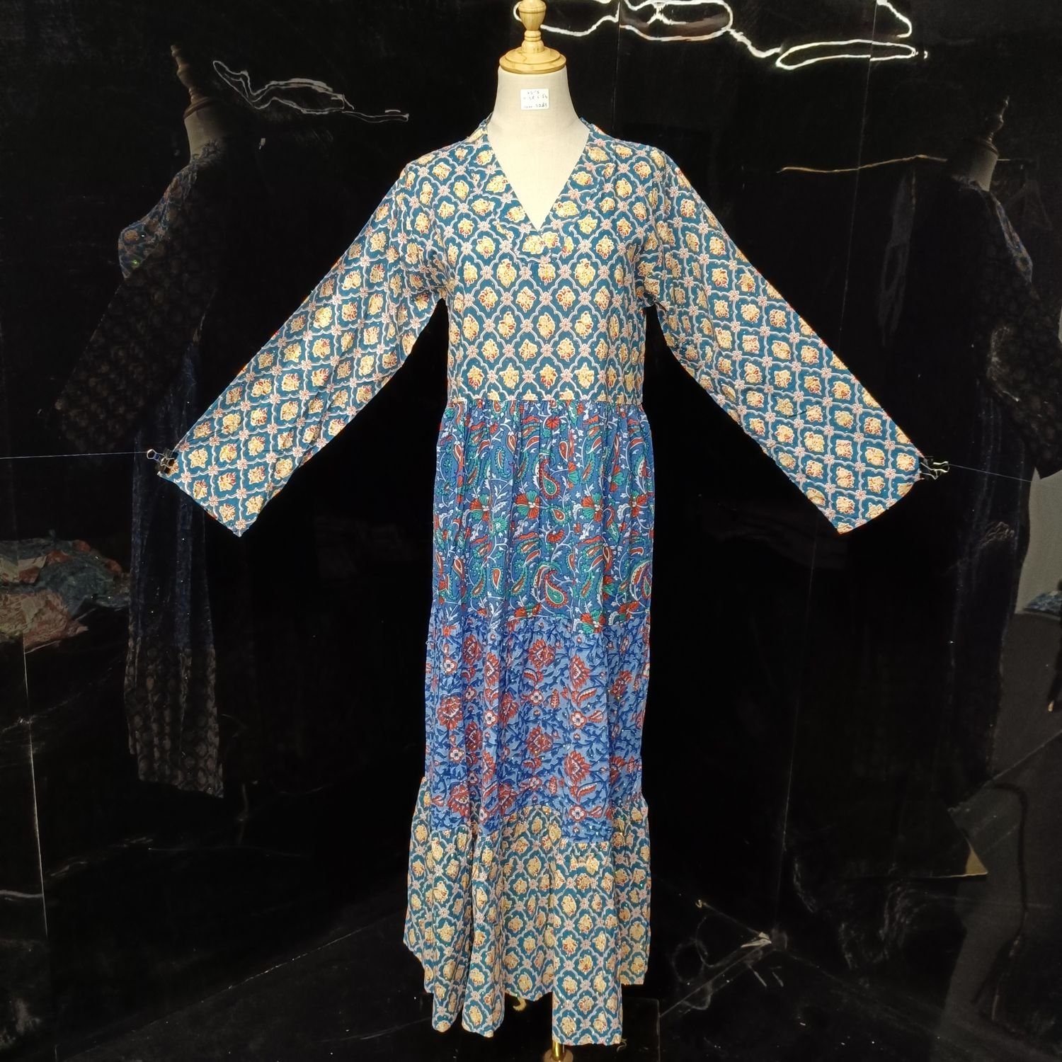 S/XS Maldives crystal Printed Cotton Dress 54" Long Jalabiya