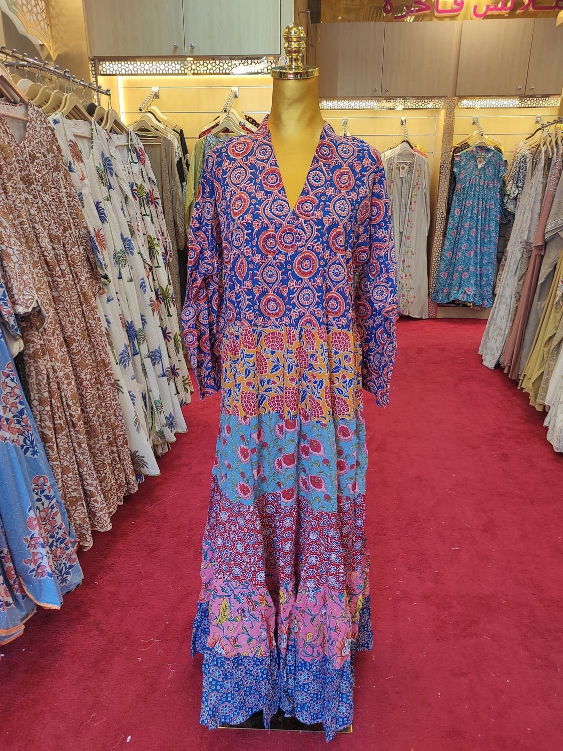 L/XL Teena Crystal Cotton Dress 56" Long Jalabiya