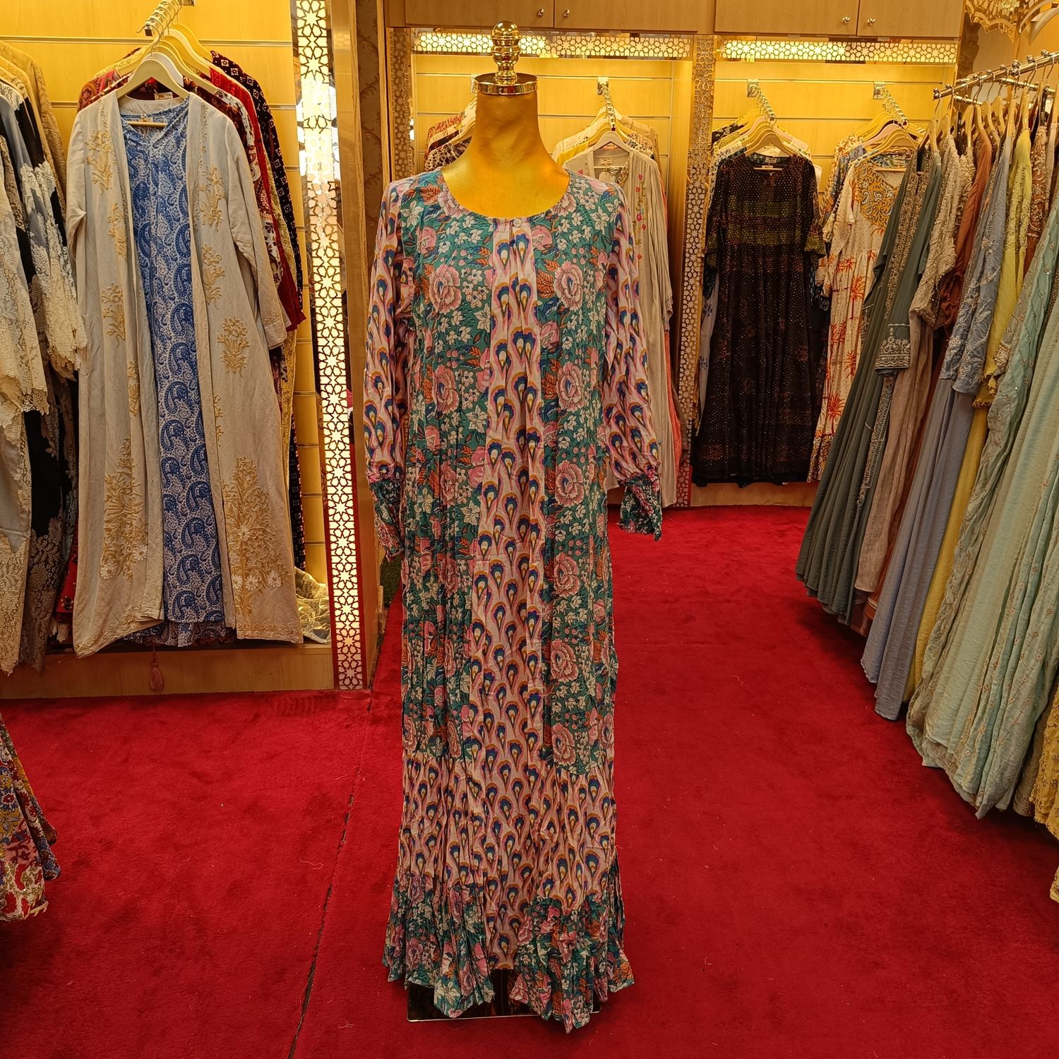 S/M Special Printed Cotton Dress 57" Long Jalabiya