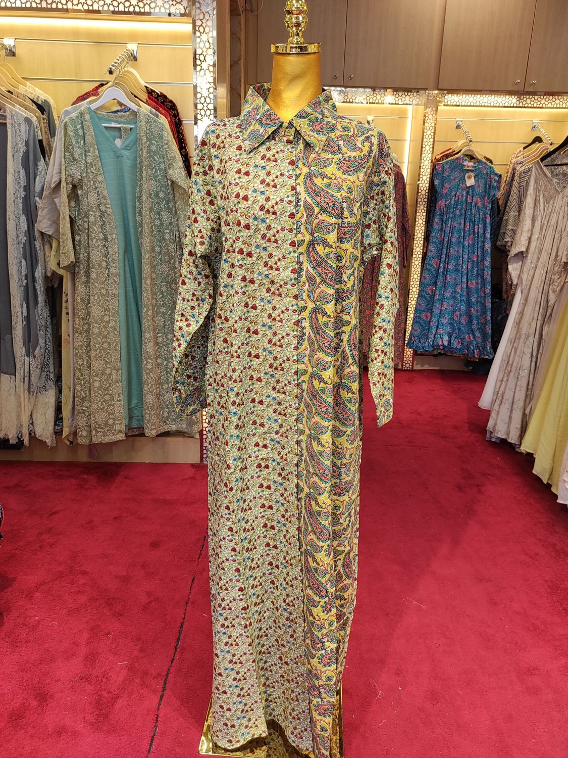 L/XL Singapore Printed Cotton Dress 57" Long Jalabiya