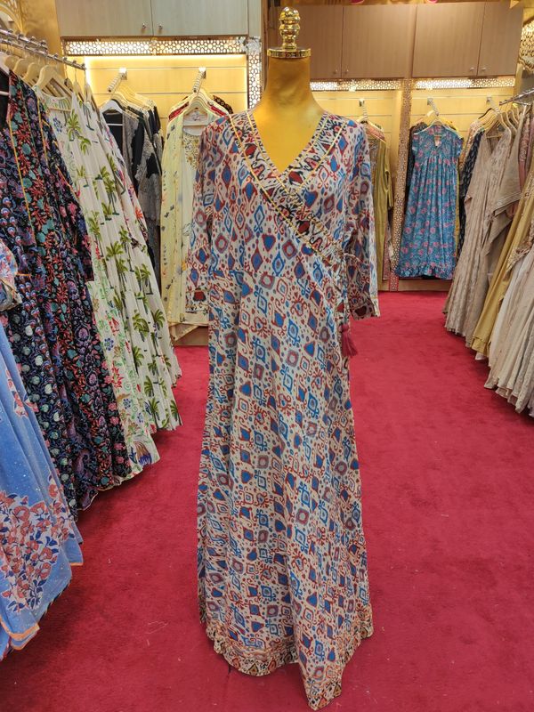 L/XL Priam  Printed Cotton Dress 57" Long Jalabiya