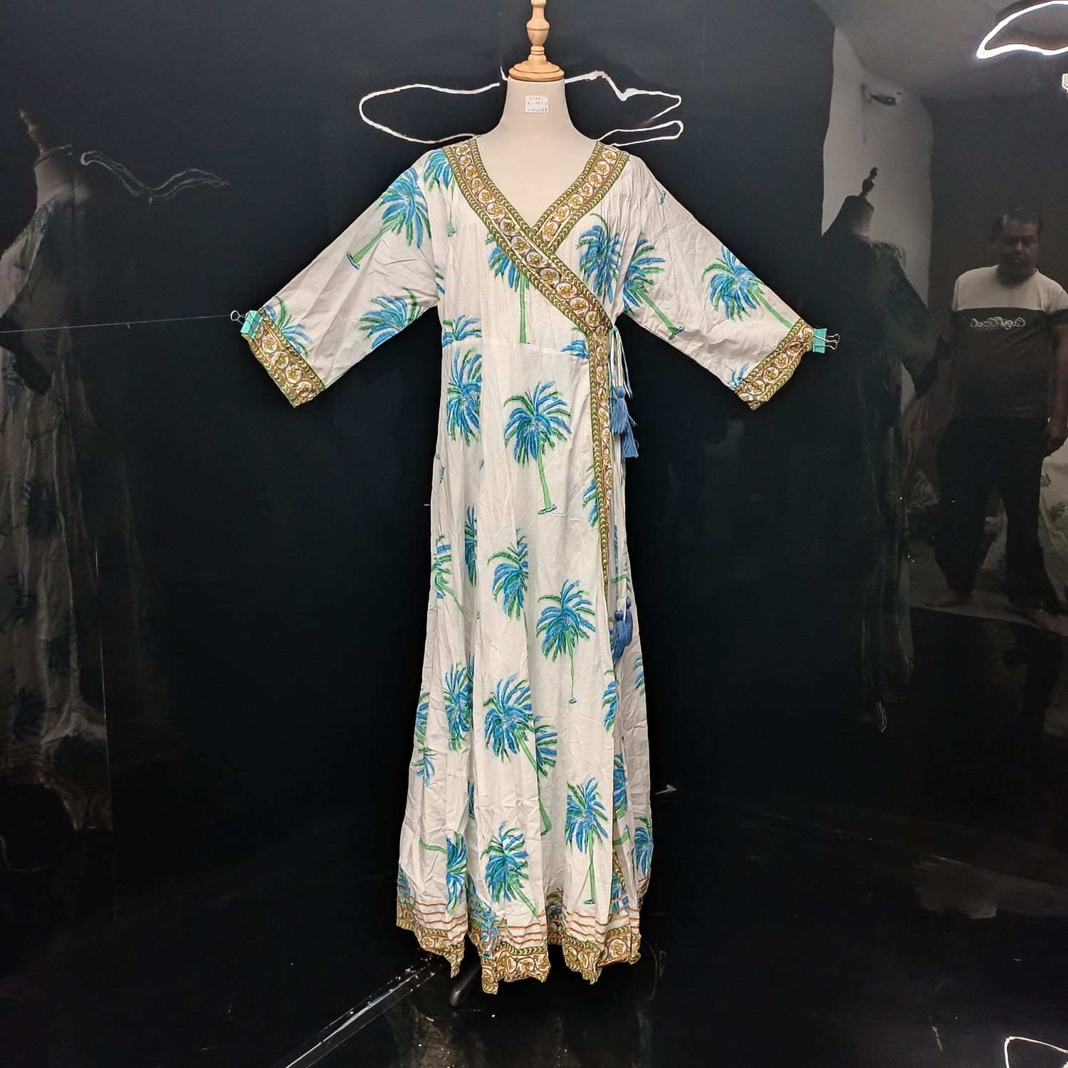 L/XL Priam  Printed Cotton Dress 57" Long Jalabiya