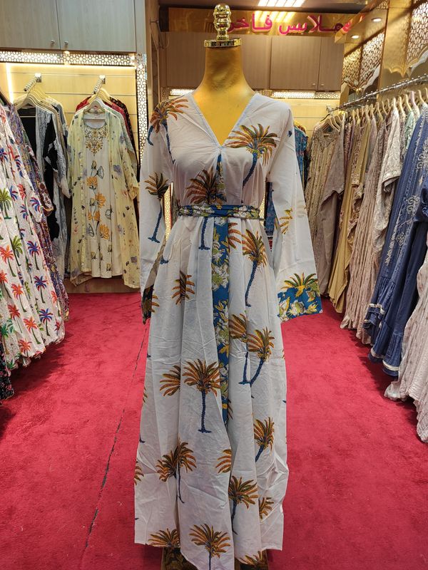 S/M Special Printed Cotton Dress 57" Long Jalabiya