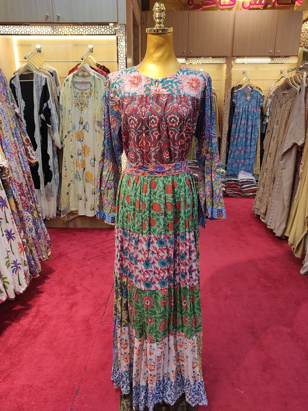 L/XL Special Printed Cotton Dress 57" Long Jalabiya