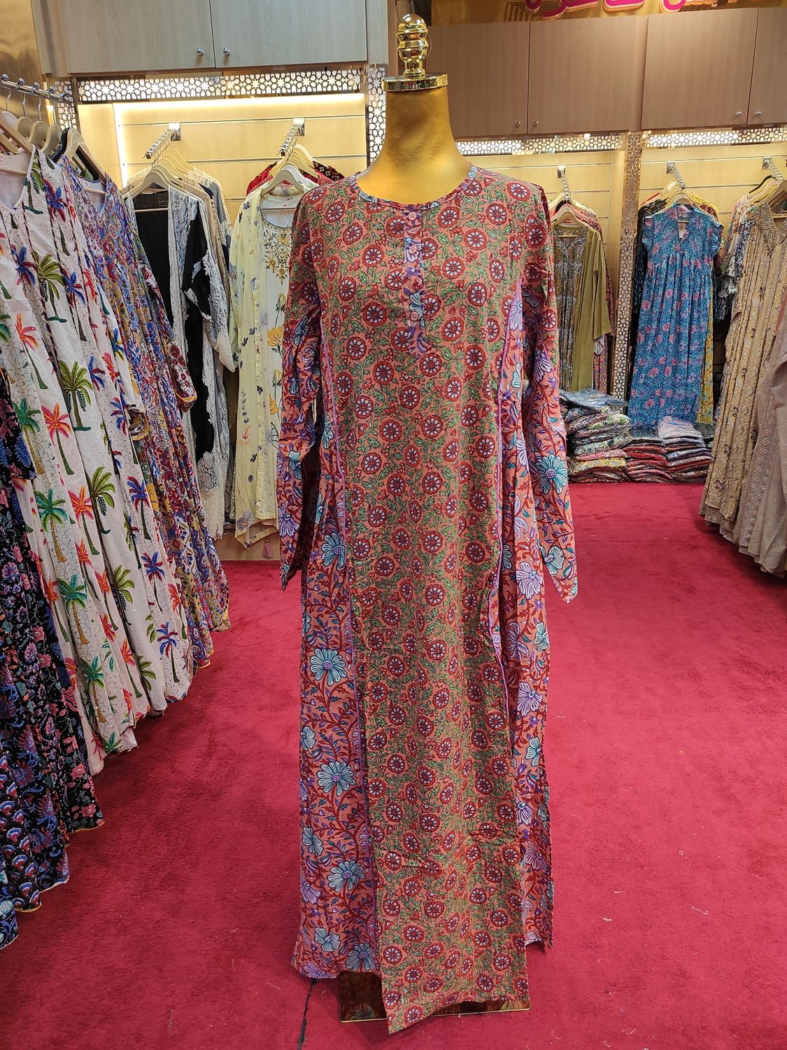 LX-L Mahdis Printed Cotton Dress 57" Long Jalabiya